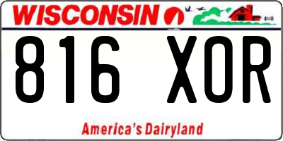 WI license plate 816XOR