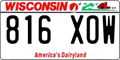WI license plate 816XOW
