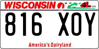 WI license plate 816XOY