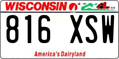 WI license plate 816XSW