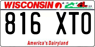 WI license plate 816XTO