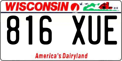 WI license plate 816XUE