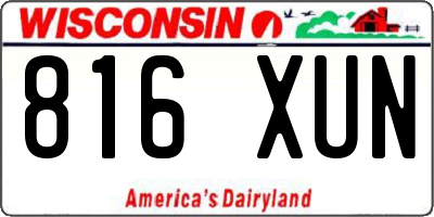 WI license plate 816XUN