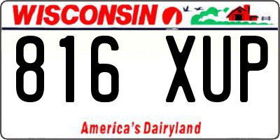 WI license plate 816XUP