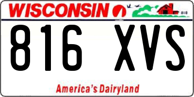 WI license plate 816XVS