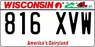 WI license plate 816XVW