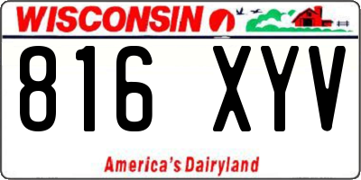 WI license plate 816XYV