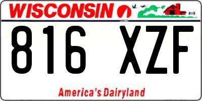 WI license plate 816XZF