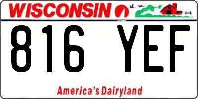 WI license plate 816YEF