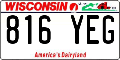WI license plate 816YEG