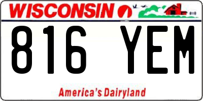 WI license plate 816YEM