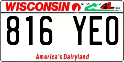 WI license plate 816YEO