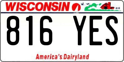 WI license plate 816YES