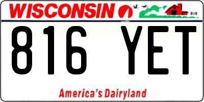WI license plate 816YET