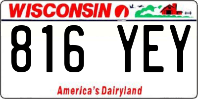 WI license plate 816YEY
