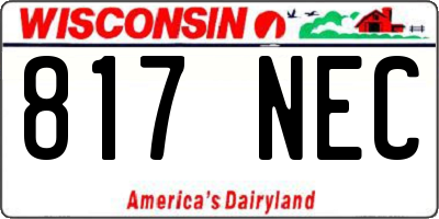 WI license plate 817NEC