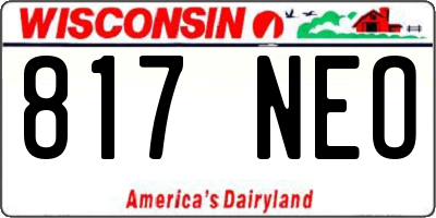 WI license plate 817NEO