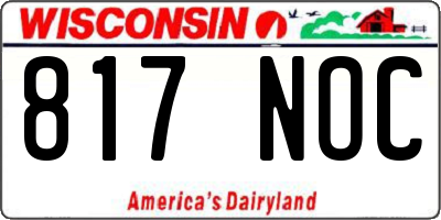 WI license plate 817NOC