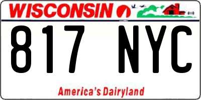WI license plate 817NYC