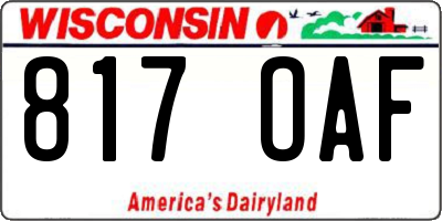 WI license plate 817OAF