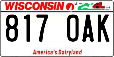 WI license plate 817OAK