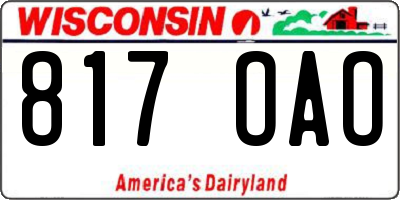 WI license plate 817OAO