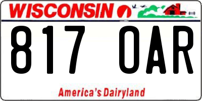 WI license plate 817OAR