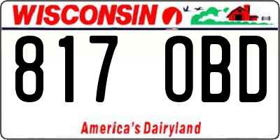 WI license plate 817OBD