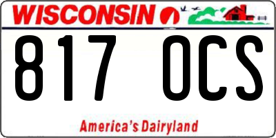 WI license plate 817OCS