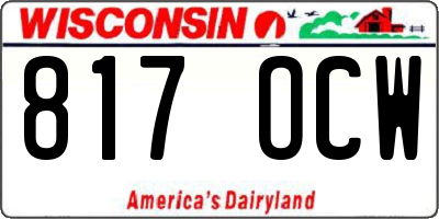 WI license plate 817OCW