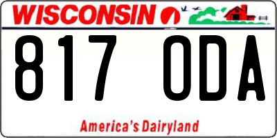WI license plate 817ODA
