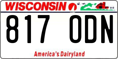 WI license plate 817ODN
