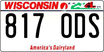 WI license plate 817ODS