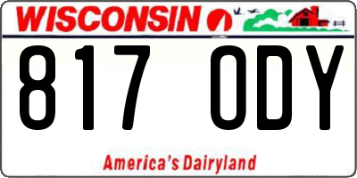 WI license plate 817ODY