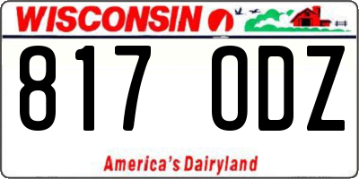 WI license plate 817ODZ