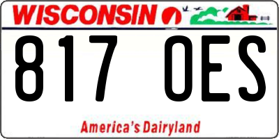 WI license plate 817OES