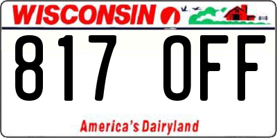 WI license plate 817OFF