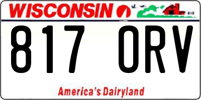 WI license plate 817ORV