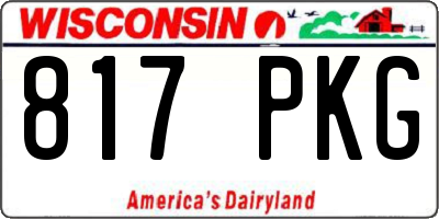 WI license plate 817PKG
