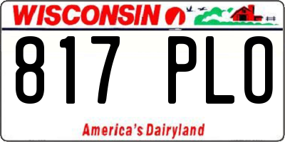 WI license plate 817PLO