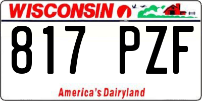 WI license plate 817PZF