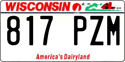 WI license plate 817PZM