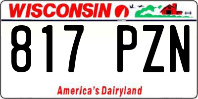 WI license plate 817PZN