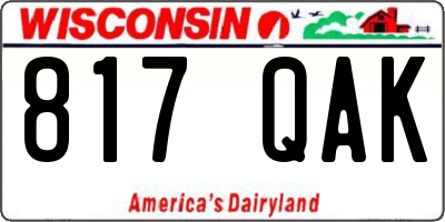 WI license plate 817QAK