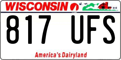 WI license plate 817UFS