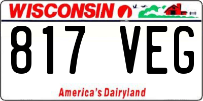 WI license plate 817VEG