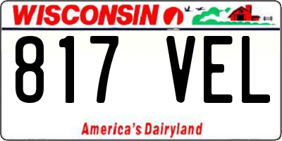 WI license plate 817VEL