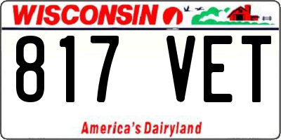 WI license plate 817VET