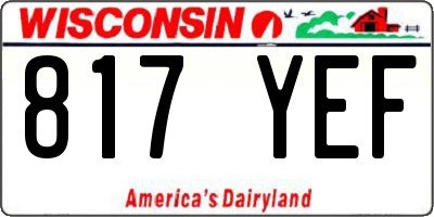 WI license plate 817YEF