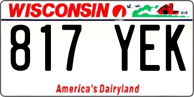 WI license plate 817YEK